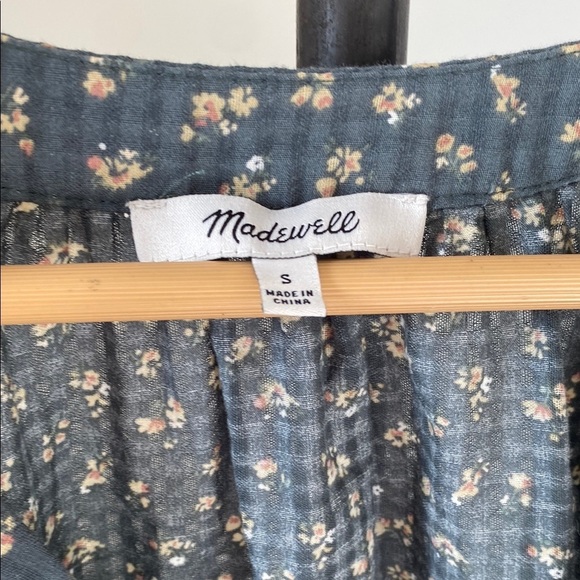 Madewell Green Smocked Blouse - Picture 2 of 3